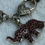 Silver Color Bracelet Elephant Charm Red Rhinestone Alabama Crimson Tide Fan Photo 2