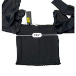 Gianni Bini  $79 Angel‎ Blouse Smocked Black Linen Blend SMALL Baddie Preppy NWT Photo 5