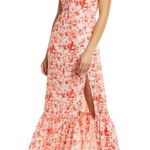 Chelsea28 Cinch Front Maxi Slip Dress in Pink/ Orange Floral Texture XS Photo 0