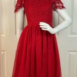 JessaKae Elegant Lace With Tulle Red Midi Dress Size XS Photo 1