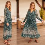 Free People Bohemian See it through Maxi Dress Twilight Floral Medium Retro 70s Photo 7
