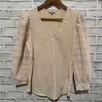 Women’s Chenault peachy cream colored eyehole puff sleeve shirt Small Photo 0