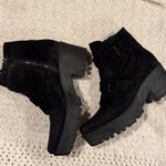 Miu Miu MUI MUI Black Womens Leather Motorcycle Ankle Boots size 7 Suede Photo 1