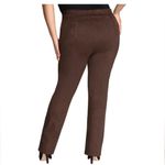 Good American  Chocolate Brown Faux Suede Pant Size 8 Boss Split Hem Straight Leg Photo 15