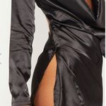 Pretty Little Thing BLACK SATIN COWL NECK EXTREME OPEN BACK DRESS Photo 3