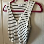 Workshop Republic Clothing The Workshop Women’s White Black Stripe Sleeveless Ribbed Sweater Tank Size S Photo 2