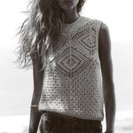 ZARA NWT Pointelle Crochet Knit Sweater Tank Top in Cream - S Photo 3