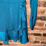 EXPRESS  Emerald Green Long Sleeve Faux-Wrap Ruffle Mini Dress Women's Size XS Photo 3