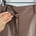 Meshki  Tyra Straight Leg Pants Womens XS Faux Leather Chocolate Brown High Rise Photo 4