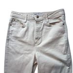 ZARA Ecru Wide Straight Leg Side Vent High Rise Jeans, Sz 6, 32.5” Inseam Photo 4