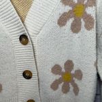 Industry Flower Power Button Cropped Cardigan Cream Tan V Neckline Photo 3
