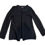 Adrianna Papell  Fuzzy Cardigan Sweater Black Open Front Boucle Knit Medium M Photo 1