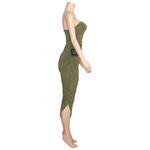 Norma Kamali  Strapless Diana Ruched Stretch Jersey Midi Dress, Military, XS Photo 10