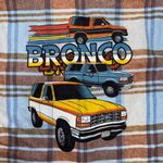 Ford Bronco Flannel Shirt Womens L Blue Plaid Button Up Shacket Official Retro Size L Photo 1