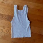 Hanes Safety Pin Cropped White Ribbed Tank Top Photo 2