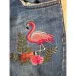 ZARA BASIC 1975 DENIM Women's Blue Flamingo Embroidered Distressed Jeans Size 30 Photo 3