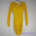 Cinq à Sept New!‎ Cinq A Sept Yellow Long Sleeve Ruched V Neck Miah Mini Dress, size 2 Photo 2