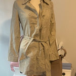Lulumari  Khaki Trench Coat with Lace Detail 100% linen Photo 0