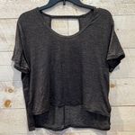 Zella Women’s Dark Heather Gray Short Sleeve High Low Open Back Active Top Photo 0