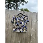 Sag Harbor‎ Woman’s short sleeves Floral Medium Black Blue Tee Hawaiian Cute Photo 7