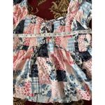 No Boundaries Y2K Babydoll Patchwork Peasant Top Square Neck Smocked Floral Paisley Boho XXXL‎ Photo 4