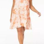 Calvin Klein Printed Chiffon Trapeze Dress peach light pink floral print tank sz Photo 0