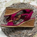 Etienne Aigner  Pink Patent Leather Flower Embellished Espadrille Wedge Sandals 8 Photo 9
