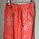 Pilcro  peach embroidered linen blend pants Photo 3