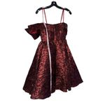 Mac Duggal NWT Brocade Off The Shoulder Bow Detail Short Dress in Ruby Size 8 Photo 4