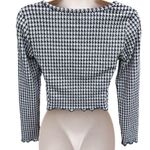 NWT La La Land Creative Co Women's Houndstooth Crop Top, Size S, Long Sleeve, Black Photo 2