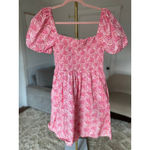 J.Crew Pink Smocked Mini Dress Cotton Gauze Puff Sleeve M Cottagecores Sz .d Photo 3