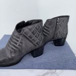 Clarks  Movie Retro Quilted Leather Side Zip Ankle Boots Block Heel Gray Sz 9.5 Photo 2