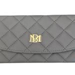 Badgley Mischka NWT--GRAY QUILTED CARD HOLDER Card holder wallet, vegan leather, snap front closure, 6 card slots, 1 cash slot, measures 8x4 inches Brand new with tags Photo 0