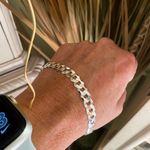 Sterling Silver Faceted Italian Pave Flat Curb Bracelet Photo 1