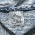 La Mer Luxe Women's Blue White Abstract‎ Print Long Sleeve Ruffle Neck Top Large Photo 4