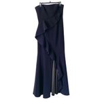 Jay Godfrey Allman Black Strapless Ruffle Gown Side Slit lined in satin size 12 Photo 1