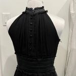 Jasmine di Milo Black Silk Goth Halter Mini Dress Ruffle Neck sz 6 Designer Photo 2
