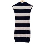 ZARA  Navy Blue White Striped High Neck Mini Bodycon Short Sleeve Dress Small Photo 1