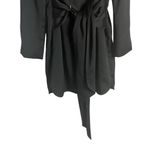 Misha Teagan Black Long Sleeve Blazer Collar Tie Waist Satin Mini Dress Size 10 Photo 6