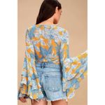 Etophe studios Womens  L Bell Sleeve Cropped Sheer Blouse Hippie Boho Festival Photo 8