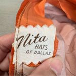Vintage 50s Nita Hats Of Dallas Orange Velvet Feathered Perching Hat Cap Capulet Photo 7