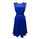 Rickie Freeman Teri Jon Royal Blue Illusion Neck Cocktail Dress Size 6 Photo 1
