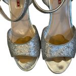 Prada Silver Glitter Cork Wedge Sandal, Sz 40 Photo 2
