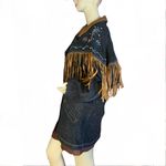 VINTAGE 1990'S CAROLE LITTLE SPORT DENIM JACKET W/TAN SUEDE FRINGE ACCENTS (14) Blue Photo 6