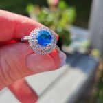 Boutique Sapphire Diamond Ring | Platinum Plated 925 Sterling Silver Size 8 Photo 4