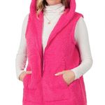 Zenana Outfitters Sherpa High-Low Hooded Vest with Pockets Hot Pink Women’s Size Small Photo 1