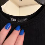 ZARA  Women’s Black Ribbed Minimalist Tank Top Small Photo 3