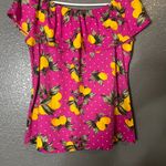 Women’s Lemon Print Off Shoulder Ruffle Peasant Top Pink Polka Dot XL Photo 4