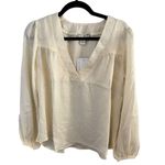 NWT Band Of The Free Cash Ivory Long Sleeve Satin Popover Blouse Size XS Boho Photo 2