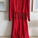 Vintage Silk Dress Womens 10 Dore Beaded Midi Red Cocktail Evening Embellished Photo 5